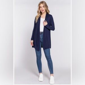 Style & Co.  Women Open Front Cardigan Long Sleev Blue